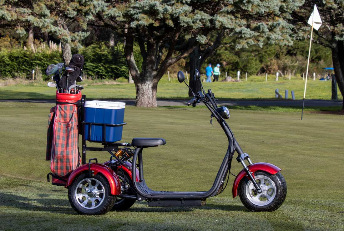 Electric Fat Wheel Trike with Golf Bag Holder (Red) - ERide Hub